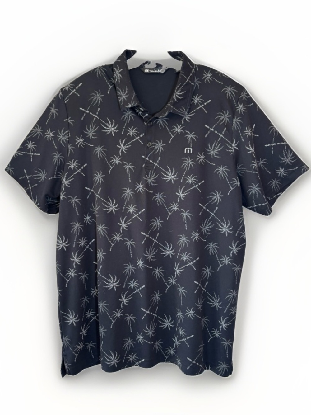 Travis Mathew Men's Black Polo Palm Tree Golf Shirt Pima Cotton XXL Tropical